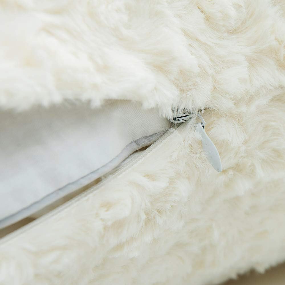 LANANAS Luxury Soft Plush Faux Fur Throw Pillow Covers for Couch Decorative Mongolian Fur Throw Pillow Covers Pack of 2 (18"x 18", Pearl White): Home & Kitchen
