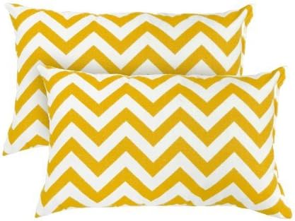 Set of 2 Geometric Chevron Pillow Covers Yellow and White Rectangle Pillow Covers Throw Pilow Case for Couch 12 x 20 inches