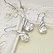 EleQueen 925 Sterling Silver Full Prong Cubic Zirconia Ribbon Teardrop Bridal Necklace Hook Earrings Set Clear