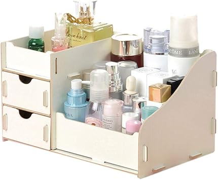 Amazon Co Jp Achicoo 収納ボックス 木製 化粧品収納 オーガナイザーデスクトップ Diy 組み合わせ 27 5 17 13 5cm 白 ペット用品