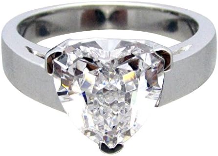 SRTR9.0 .925 Sterling Silver 3ct Trillion Cut Clear CZ Basket Solitaire Ring