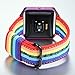 Bandmax Compatible for Fitbit Blaze Bands,Denim Fabrics Rainbow Band Replacement with Colorful Frame Black Buckle Compatible Fitbit Blaze Smart Fitness Watch