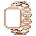 ANCOOL Fitbit Blaze Band with Frame Elliptical Style Link Bracelet Stainless Steel Metal Watch Band for Fitbit Blaze-Rose Gold