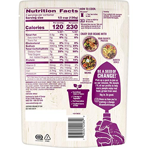 SEEDS OF CHANGE Organic Mexican Style Black Beans (6Pk), 9.2 Oz