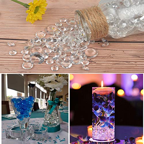 Meching Clear Acrylic Diamonds Crystals (650 PCS) Round Diamond Crystals Treasure Gems for Table Scatters, Vase Fillers, Event, Wedding, Birthday Decoration Favor, Arts & Crafts 10/14/20mm(Multi)