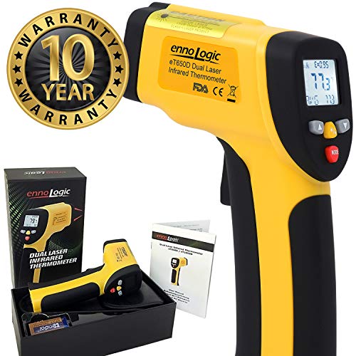 ennoLogic Temperature Gun Dual Laser Non-Contact Infrared Thermometer -58Â°F to 1202Â°F - NIST Option Available - Accurate Digital Surface IR Thermometer eT650D