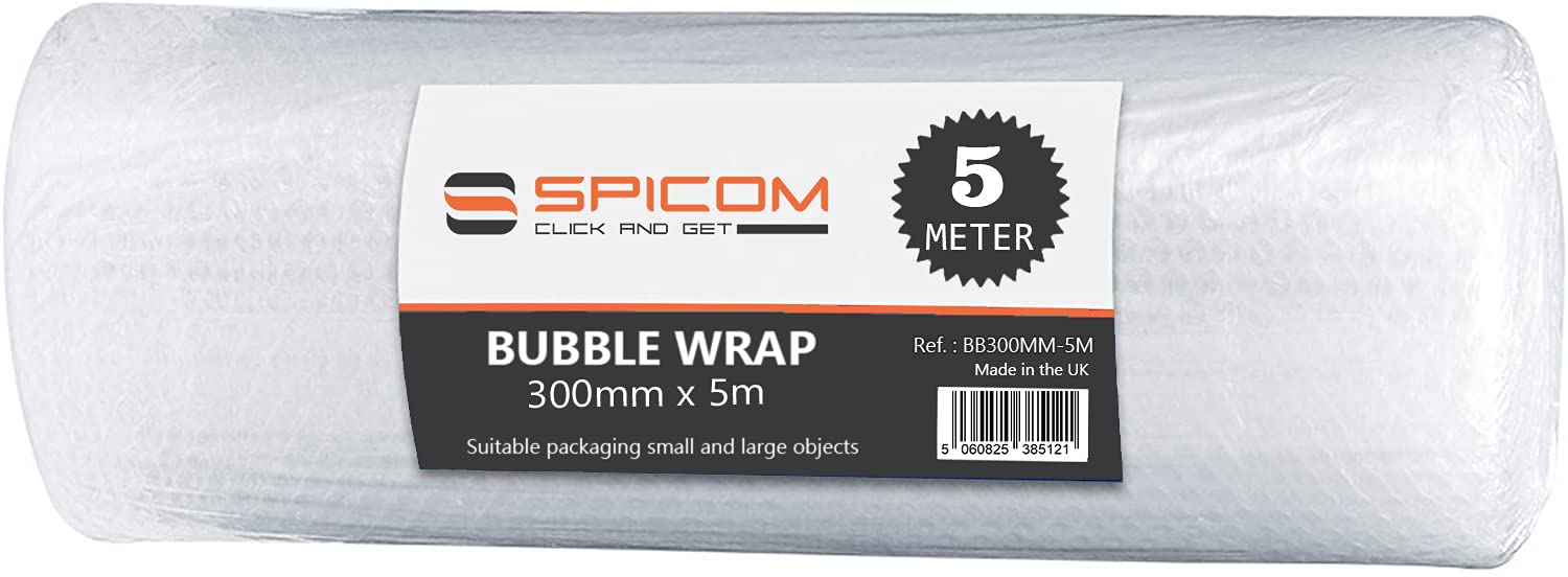 SPICOM Bubble Wrap Roll 300mm Small Air Bubbles Packaging Protection For House Moving Fragile Item Warehouse Item Storge (5M)