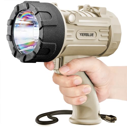 YIERBLUE Rechargeable Spotlight Flashlight with 2000000 High Lumen LED, IP67 Waterproof Long