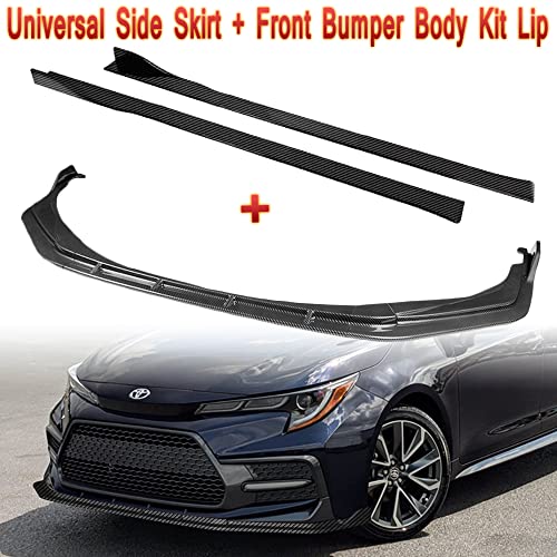 9-Piece Front Bumper Lip & Side Skirt Kit For 2019-2021 Chevy Malibu – Painted Carbon Fiber Style, ABS Plastic