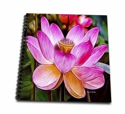 3dRose db_18463_1 Hot Pink Lotus-Drawing Book, 8 by 8-Inch