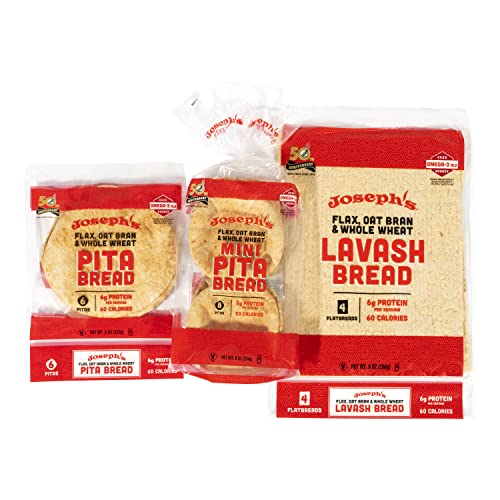 Joseph's Combo Value Pack, Flax, Oat Bran &amp; Whole Wheat, Low Carb Pita ...