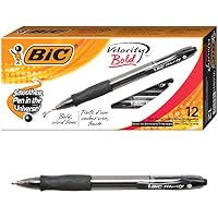12 Ct. BIC Velocity Bold Retractable Ball Pen, Bold Point