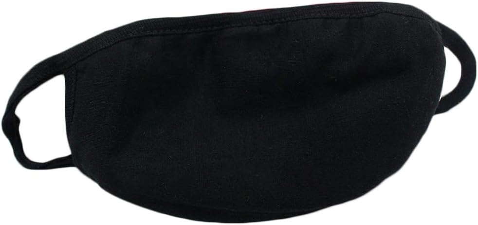 Dinfoger Women Men Winter Double Layer Modal Cotton Face Mouth Mask Thickened Cycling Windproof Anti Dust Solid Color Earloop Respirator Washable with Black