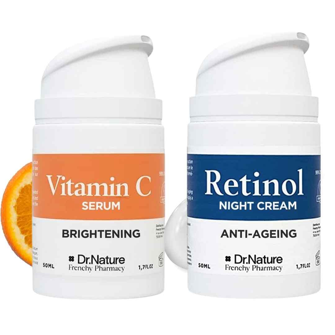 Skincare Set Anti Ageing Face Cream for Sensitive Skin 100 ML - Day and Night Cream Set with Retinol Cream + Vitamin C Face Serum - Anti Wrinkle and Moisturising Skin Care Set