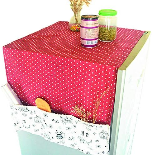 Anti-dust Fridge Dust Proof Cover Oil-Proof Multi-Purpose Universal Refrigerator Sunscreen Cover with Storage Organizer Bags Washing Machine Top Cover 53X21.6 Inch Red