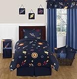 Space Galaxy Planets Saturn Rocket Ship 4 Piece Boys Girls Kids Twin Bedding Set Collection