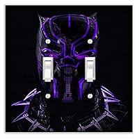 Black Panther Decorative Double Toggle Light Switch Plate Cover