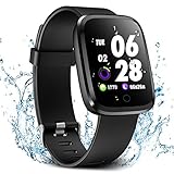 Verpro Smart Watch, Waterproof Fitness Activity Tracker with Heart Rate Monitor, Wearable Oxygen Blood Pressure Wrist Watch, Bluetooth Running GPS Tracker Sport Band, Black