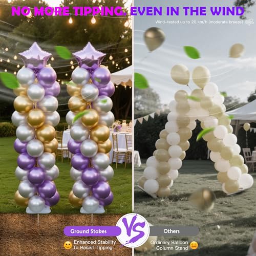 YALLOVE Balloon Column Stand Kit, 2 Sets 50cm to 2m Adjustable Balloon Stand, Metal Balloons Holder Tower Pillar with Base Clip Cup for Birthday Wedding Baby Shower Festival Party Decoration