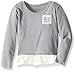 French Toast Girls' Long Sleeve Crew Neck with Lace Ruffle Hem
