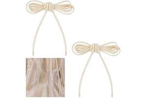 AHANDMAKER 2 Bundle 78.7 Inches Women's Tie Back for Wedding Bridal Gown, 0.2 Inch Cream Colour Adjustable Lace up Dress Cord Back Corset Ribbon Replacement, Lacing Cord for Zipper Replacement