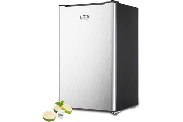 KRIB BLING 3.2 Cu.ft Upright Freezer Compact Mini Freezer with Removable Shelves for Bedroom, Office, Kitchen, Dorm,Silver
