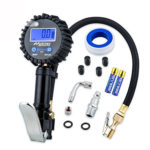 Onewell Digital Tire Inflator Gauge with 0.1 Display Resolution +200PSI Heavy Duty Air Chuck and Compressor Accessories With Rubber Hose and Quick Connect Plug for Truck, Automobile and Motorcycle - Thumbnail 6
