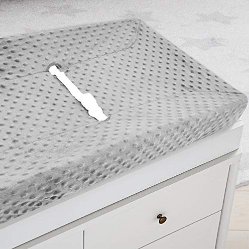 American Baby Company Heavenly Soft Minky Dot Fitted Contoured Changing Pad Cover, Gray Puff, for Boys and Girls