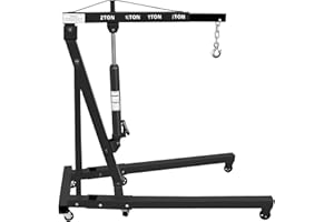 HAQQI Engine Hoist, 2 Ton 4400LB Folding Hydraulic Engine Hoist Crane Lift with 6 Casters, Cherry Picker with Telescopic Boom for Lifting Motor, Black