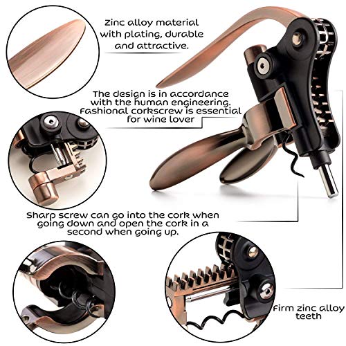 Corkscrew Wine Openers Best Sellers - 7 Bottle Accessories Kit with Stand, Plug, Wine Aerator, Drip Ring, Foil Cutter & EXTRA Teflon Spiral + Engraved Wooden Box Gift Set - Thumbnail 5