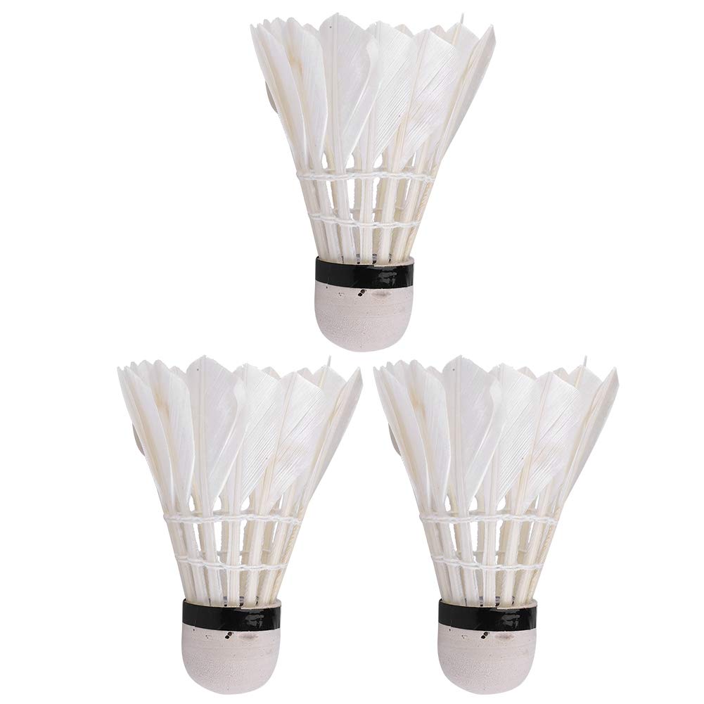 Huairdum Badminton Shuttlecock, 3 Pack Portable Great Stability Durability Goose Feather Badminton Ball for for Indoor Outdoor Sports Activities Game Training Equipment