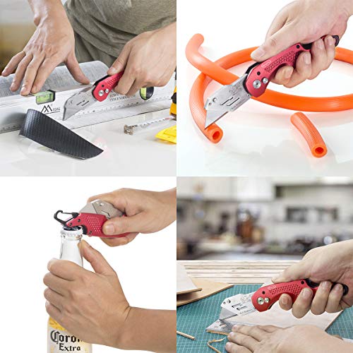 RoverTac Upgraded Folding Utility Knife Pocket Knife with Bottle Opener and Clip, Heavy Duty Box Cutter, Slitting Machine, Reliable Frame Locks Blade Securely in Place, Fast Blade Changes, Pro Grade.