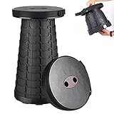 aoblah Retractable Stool Lightweight Portable Folding Stool Height Adjustable Telescopic Stool Foldable Collapsible Stool Small Telescoping Portable Stool Seat for Camping Travel(Black)