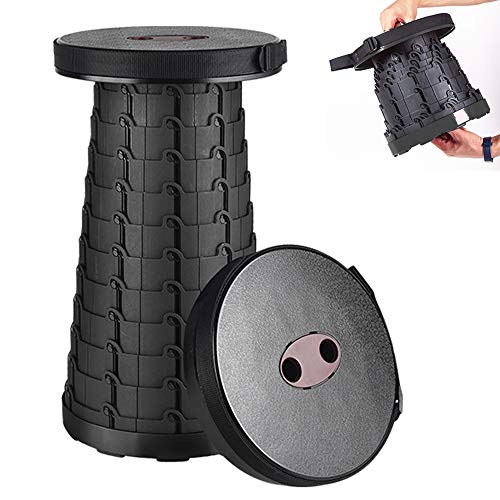 Aoblah Retractable Stool Lightweight Portable Folding Stool Height Adjustable Telescopic Stool Foldable Collapsible Stool Small Telescoping Portable Stool Seat for Camping Travel(Black)