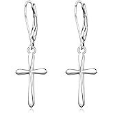 Rnivida 925 Sterling Silver Cross Dangle Drop Earrings for Women