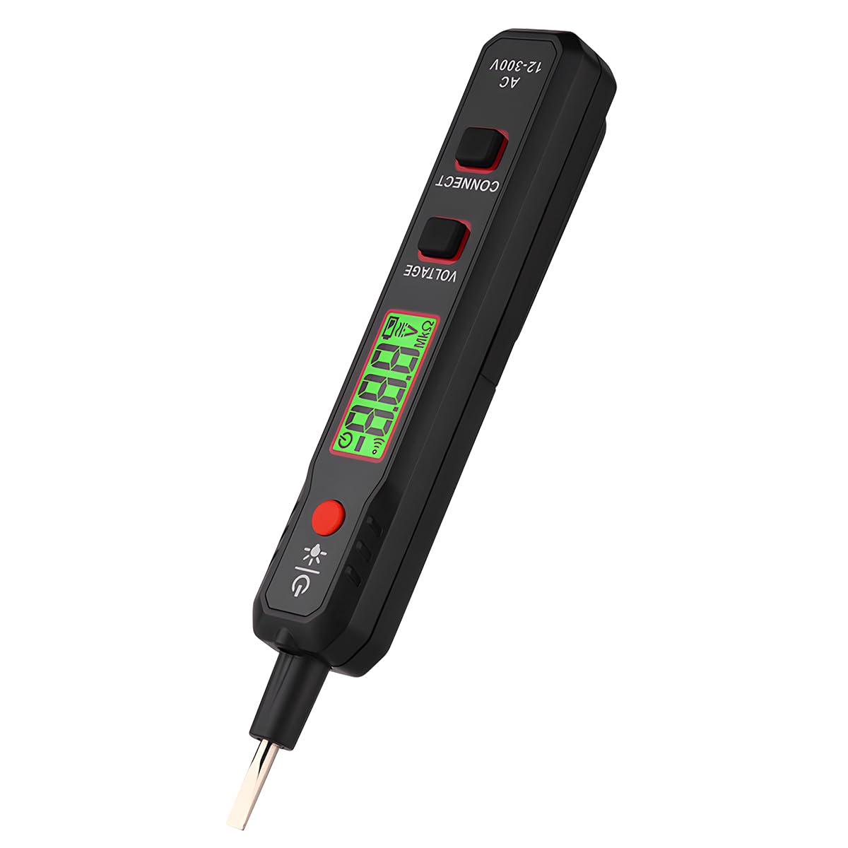 CGEAMDY Car Voltage Tester Pen, 12-300V Non-Contact Auto Electric Measuring Pen Digital Voltage Tester with LCD Display LED Flashlight Buzzer Alarm, Vehicle Accessories Universal for Truck SUV RV