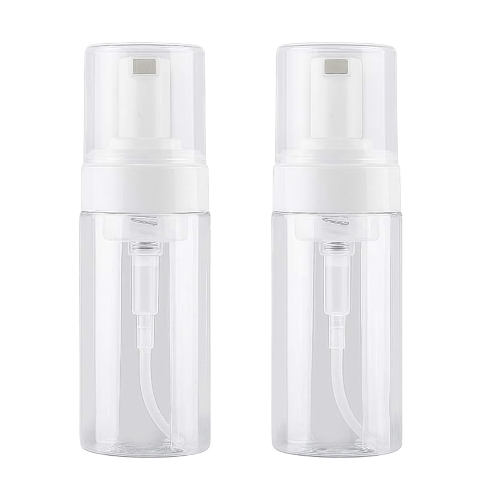 2PCS 100ML/3.4oz Empty Plastic Foam Foamer Dispenser Pump Bottles Foaming Soap Makeup Shampoo Facial Cleanser Dispensers Container Jar Holders for Home or Travel (Clear)