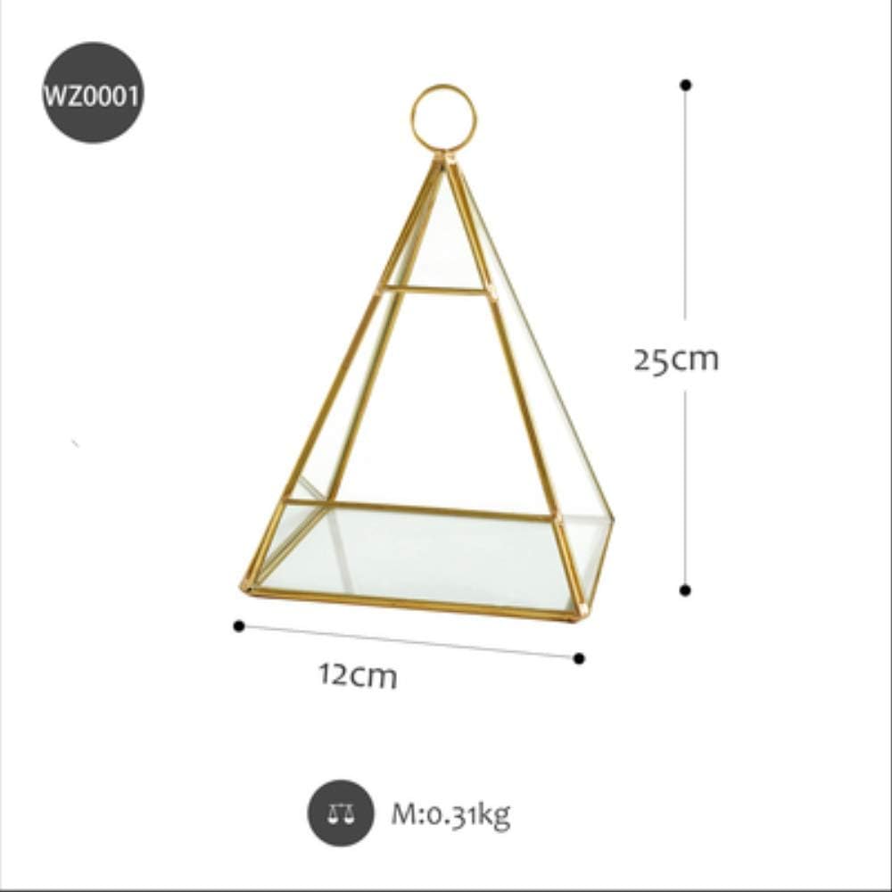 Cake Stand Polygon Glass Box for Cake Table Storage Holders Dessert Racks Brass Edge Cases L Triangle