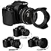 Veatree 52mm Lens Hood Set, Collapsible Rubber Lens Hood with Filter Thread + Reversible Tulip Flower Lens Hood + Center Pinch Lens Cap + Microfiber Lens Cleaning Cloth