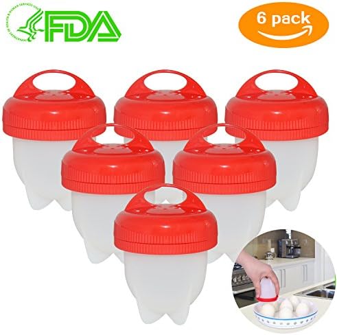 Silicone Egg Cooker, YuanGao Food-grade Silicone Egg Boiler, BPA Free, No Shell, Non Stick Silicone, Steamer, 6 Egg Cups AS Seen on TV