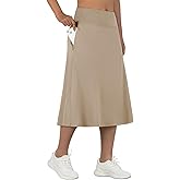 ANIVIVO Women's Midi Length Skorts Skirts with Pockets Modest Skirts 28" Long Knee Length Athletic Skorts