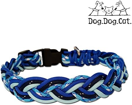 Paracord Dog Collar (Medium 13-21 inches, Navy w. Reflective)