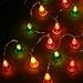 LANGRIA Multi-Color Bells String Lights Battery Powered 20 LEDs, 7.22FT/2.2M for Indoor Use, Wedding, Holiday, Festival, Party Decoration, Transparent Orange, Red, Green
