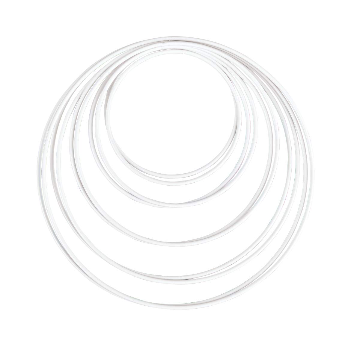 Rayher 25212102 Set of 10 Coated Metal Rings for Wedding Crafts, Hoops in Different Sizes for Dream Catcher and Macrame, White — image 1