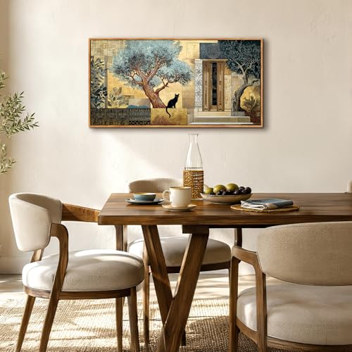 SERIMINO Modern Living Room Decoration Paintings, Large Decorative Canvas, Vintage Decorative Sheets, Landscape Paintings Artistic Bedrooms, Hallways, Dining Room Room 50 x 100 cm | Patio Tonos Dorados, Lona Mate, Impresión Hd, Instalación Sencilla, Multi Espacios