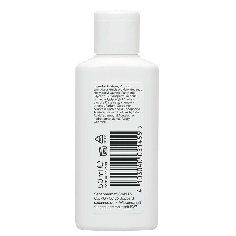 Sebamed Bodymilk 50 ml, in praktischer Reisegröße für unterwegs, Körpercreme, reichhaltig und intensiv feuchtigkeitsspendend, mit Süßmandelöl und Sheabutter 2