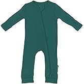 KYTE BABY Unisex Rayon Made From Bamboo Zippered Rompers (6-12 Months, Emerald)