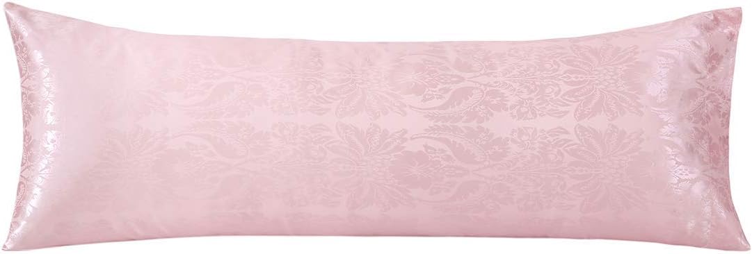 Homiest Floral Satin Body Pillow Cover Pillowcase Blush Pink Body Pillow Case with Envelope Closure 20"x54"