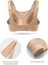 WingsLove Women's High Impact Sports Bra Full Coverage Wirefree Nude view 7