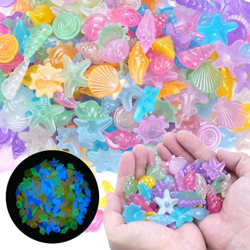Photo 1 of Glow in The Dark Rocks Shell Shaped Aquarium Gravel for Fish Tank Decoration, 200 PCS Glow in The Dark Pebbles Garden Outdoor Decorative Stones for Yard Lawn Landscaping Planters Decoration (Color)